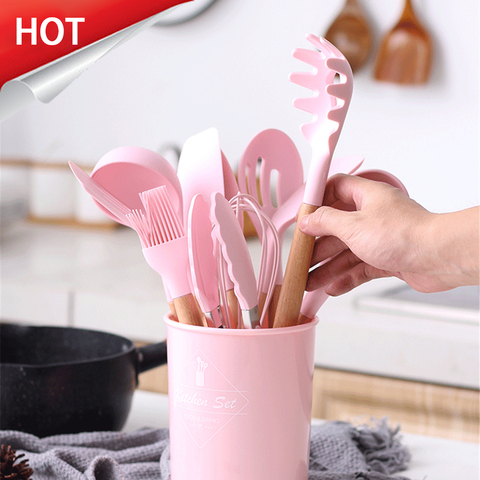 Silicone Kitchen Utensils Set With Storage Holder, Heat Resistant