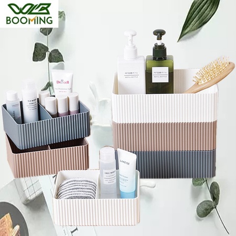 WBBOOMING Plastic Home Office Bathroom Storage Box Grid Desktop Sundries Storage Box Makeup Organizer Cosmetic Closet Bin Case ► Photo 1/6