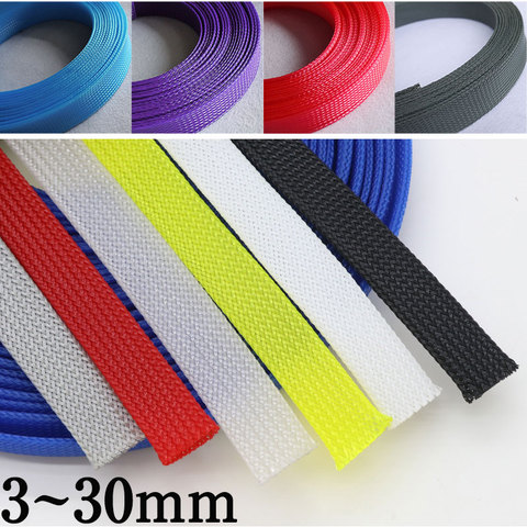 1M 3 4 6 8 10 12 14 16 18 20 25 30 mm High Density PET Braided Expandable Sleeve Wire Wrap Insulated Nylon Protector Sheath ► Photo 1/5