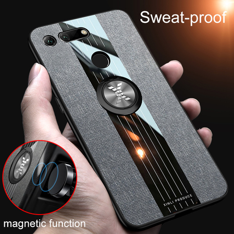 For Huawei Honor View 20 Case Ring Holder Fabric Hard Cover Soft Frame Cloth Phone Case For Huawei Honor View 20 30 Pro ► Photo 1/6