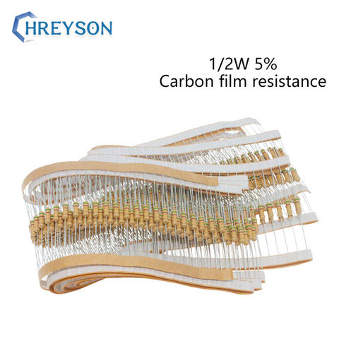 100Pcs 1/2W Carbon Film Set Of Resistor 0R-22M 5% Tolerance 430R 1.8K 51K 240K 1.5M 6.2M 10 Ohm Electronics Resistance Diy Kit ► Photo 1/6