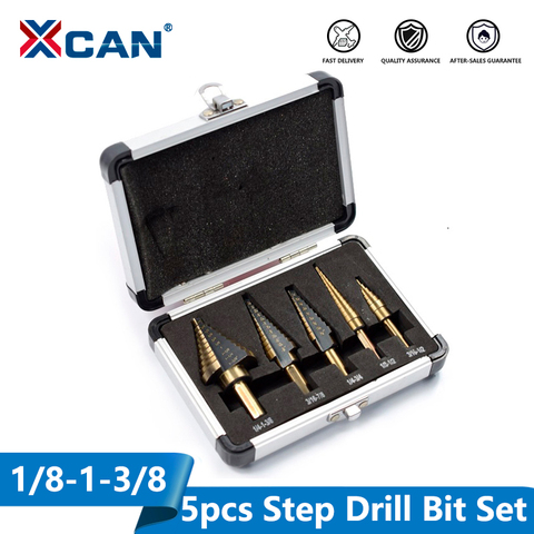 XCAN 5pcs HSS High Speed Steel Step Drill Bit Cobalt  Step Drill for Metal Wood Hole Cutter Core Drill Bit ► Photo 1/6