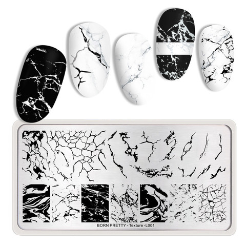 BORN PRETTY Rectangle Nail Stamping Plates Marble Texture Ink Stainless Steel Template Nail Art Image Texture  DIY Plate Tools ► Photo 1/6