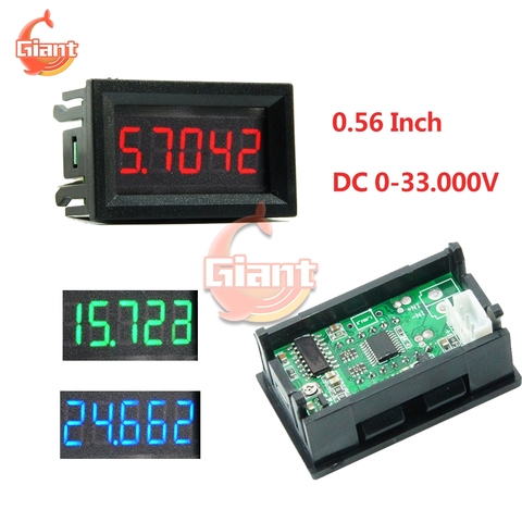 0.56 Inch DC 0-33V 3 Wires LED Digital Voltmeter Voltage Meter Volt Instrument Tool Red Green Blue Display 5 Digit 12V Voltmeter ► Photo 1/6