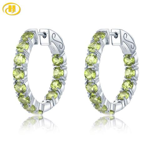 Hutang Natural Peridot Sterling Silver Clip Earring 4.7 Carats Real Gemstone Colorful Style Women Classic Jewelry Birthday Gifts ► Photo 1/6