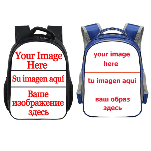 Custom Your Image Logo Name Backpack 13 Inch Cartoon kindergarten Backpacks Boys Girls Children School Bags Kids Book Bag Gift ► Photo 1/6