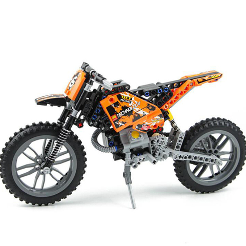 Diy Motocross block motorcycle building blocks machinery group motocross bicks 2 in 1 motorcycle model Toys For Children ► Photo 1/4