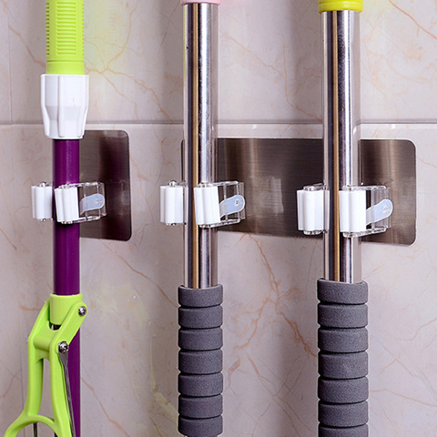 Wall Mounted Mop Holder Brush Broom Hanger Storage Rack Bathroom Organizer Hanging Pipe Hooks mop holder Cleaning Tool Rack ► Photo 1/6