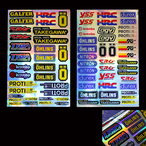 OHLINS Modified Reflective Laser Moto Sticker PVC Ohlins Suspension Modification Decoration Decal Big Size Sheet 30CM x 19.5CM ► Photo 1/6