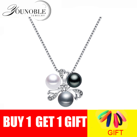 Real 925 Silver Pendant With Pearl Women,colorful Real Natural Freshwater Pearl Necklace Girl Birthday Gift ► Photo 1/6