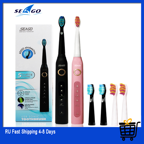 New Seago Sonic Electric Toothbrush SG-507 Adult Timer Brush USB Charger Rechargeable Tooth Brushes /Replacement Brush Heads/box ► Photo 1/6