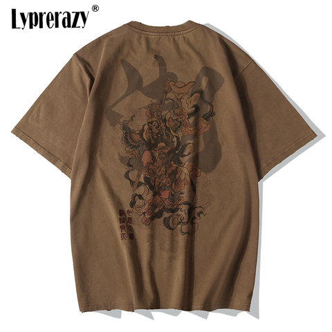 Lyprerazy Chinese Vintage Monkey King Embroidery T Shirt Men Tshirt Men Streetwear T-Shirt Hip Hop 4XL Clothes Brown Cotton ► Photo 1/5
