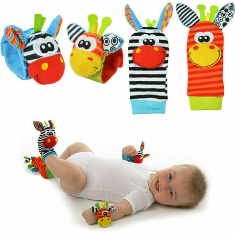 pudcoco Newborn Baby Infant Boys Girls Cartoon Soft Rattles Wristband Handbells Hand Foot Finders Socks Developmental Toys Gift ► Photo 1/6