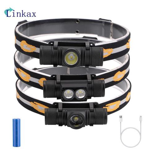 3800LM XM-L2 LED Headlamp  6 Modes USB Rechargeable Flashlight 18650 Battery Headlamp For Camping Fishing Hunting Light ► Photo 1/6