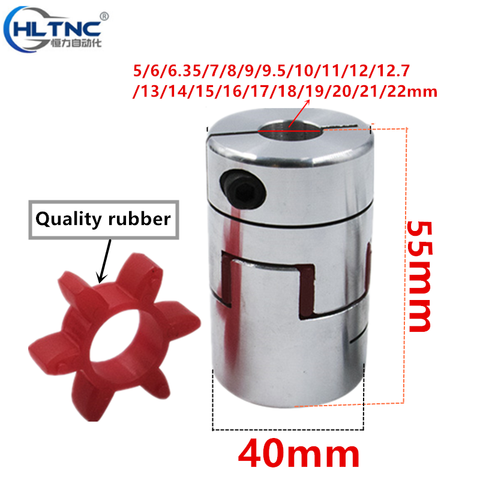 1Pcs 5/6/6.35/7/8/9.5/10/12/12.7/14/15/16/17/18/19/20/22mm D40mm L55mm Motor Flexible Plum Coupling Shaft Coupler ► Photo 1/5