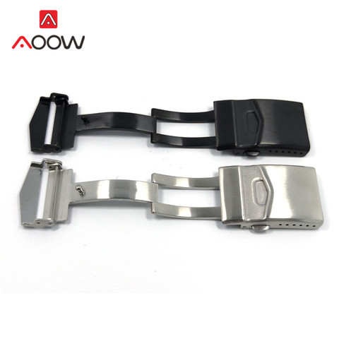 316L Stainless Steel Watch Clasp 22mm Folding Buckle Metal Double Press Clasp Watch Repair Accessories Silver Black ► Photo 1/6