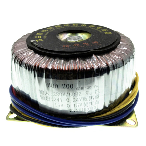 200W toroidal power amplifier transformer Double 24V + double 15V speaker AC transformer A iron core, pure copper enameled wire ► Photo 1/3