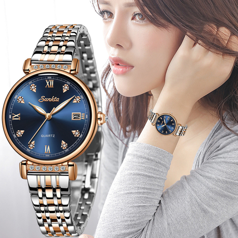 Montre Femme SUNKTA New Women Watch Top Luxury Brand Creative Design Steel Women's Wrist Watches Female Clock Relogio Feminino ► Photo 1/6