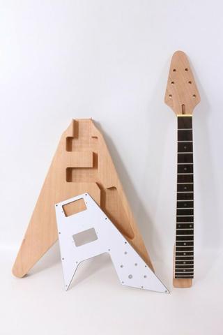 1set Electric guitar Kit 22 Guitar neck Guitar Body Mahogany Rosewood Flying V ► Photo 1/6