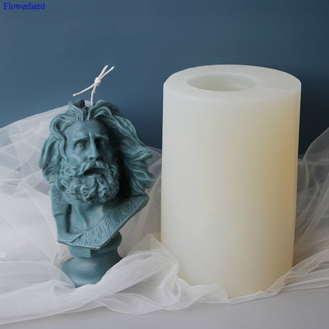 Marseille Head Candle Mold Home Decoration 3d Silicone Candle Diy Mold  Model Room Aroma Plaster Mold Large Plaster Statue ► Photo 1/5