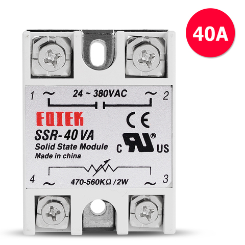 Single Phase SSR 40VA 24-380VAC 40A Voltage Regulator Adjustable Power Supply Stabilizer Isolated Solid State Relay Resistance ► Photo 1/6