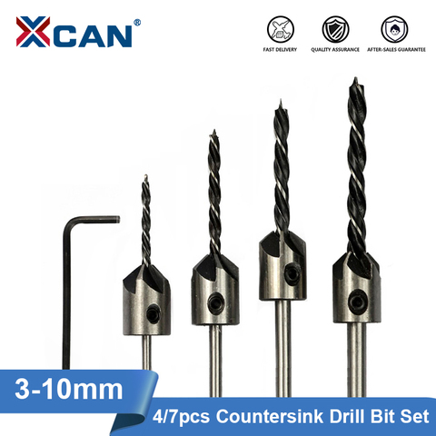XCAN 3mm-10mm HSS Countersink Drill Bit Set Reamer Woodworking Chamfer Drill Counterbore Pliot Hole Cutter Screw Hole Drill ► Photo 1/6