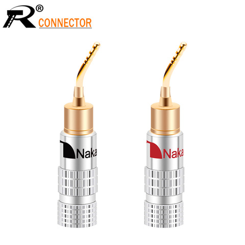 2Pcs High Quality New 24K Gold Nakamichi Speaker Pin Angel 2mm Banana Plugs Speaker wire Screw Lock Connector ► Photo 1/1