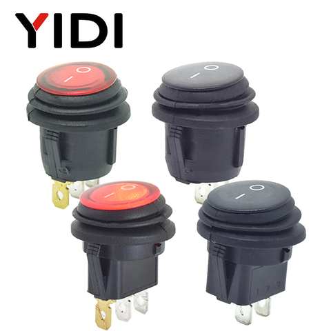 6A 250VAC Waterproof Round Rocker Switch 12V 220V Red Green Blue Yellow LED Light Rocker Switch 10A 125VAC  On Off SPST Switch ► Photo 1/6