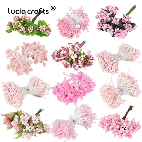 8/10/12/70/90/144/288pcs Pink Hybrid Flower Cherry Stamen Berries Bundle DIY Cake Christmas Wedding Gift Box Wreaths Decor D0603 ► Photo 1/6