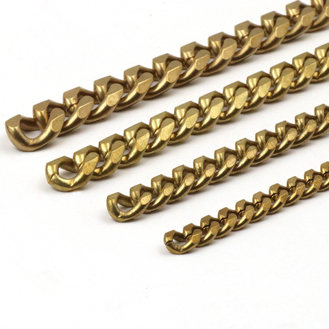 1 Meter Solid Brass Flat Head Bags Chain Open Curb Link Necklace Wheat Chain None-polished Bags Straps Parts DIY Accessories ► Photo 1/5