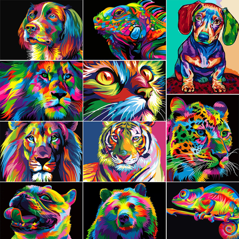 DIY 5D Full Square/Round Diamond Painting Color Animal Lion Tiger Cat Cross Stitch Diamond Inlaid Embroidery Home Decoration ► Photo 1/6