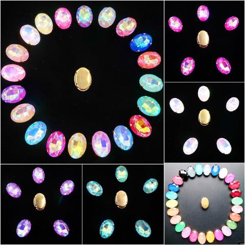 Oval shape gold claw settings 20pcs/p 10*14mm 13*18mm jelly candy AB glass Crystal Sew on rhinestone applique clothes diy trim ► Photo 1/6