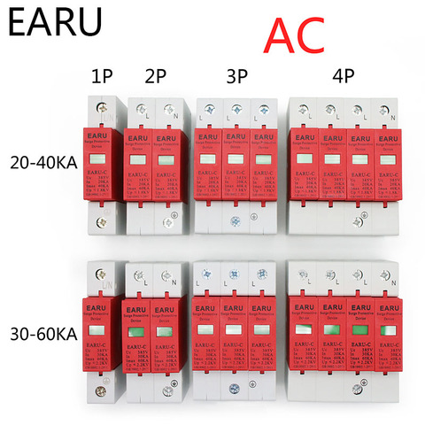 1pc AC SPD 1P 2P 3P 4P 20~40KA 30KA~60KA 385V House Lightning Surge Protector Protective Low-voltage Arrester Device OEM Factory ► Photo 1/6