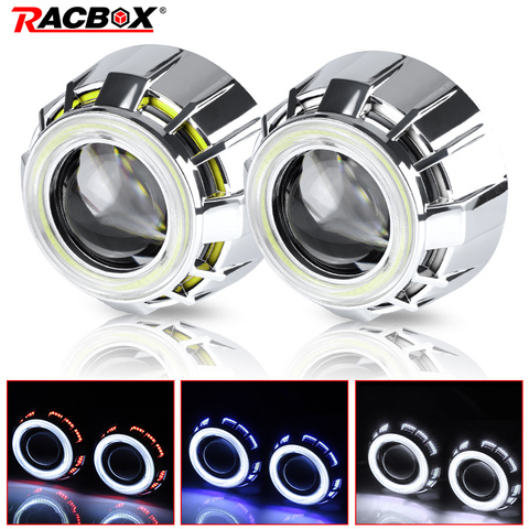 3.0 4.0 inch Dual Angel eye 2.5 inch Bi Led Projector lenses White Red Blue Angel eye Lens Retrofit H7 H4 Car Headlight Assembly ► Photo 1/6