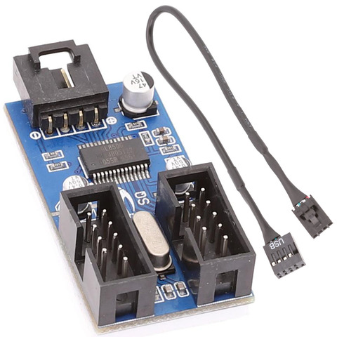 Motherboard USB 9Pin Interface Header Splitter 1 to 2 Extension Cable Adapter 9-Pin USB HUB Connectors ► Photo 1/6