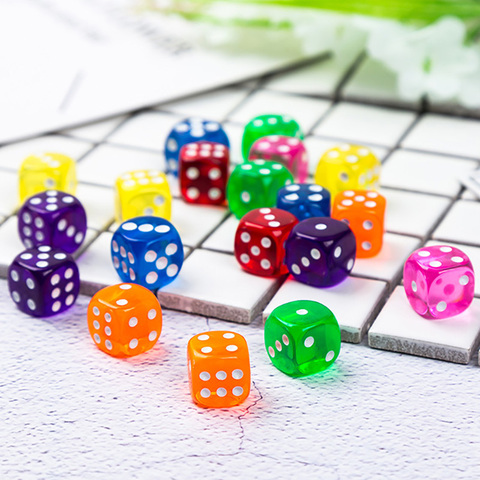 11 PCS/Lot Dice Set 11 Colors  High Quality Transparent Acrylic 6 Sided Dice  For Club/Party/Family Games 14mm ► Photo 1/6