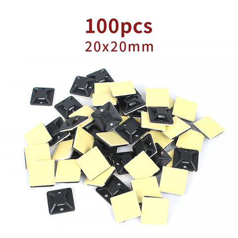 100pcs/lot 20*20 Black Color Nylon CABLE TIE MOUNTING BASE Clamp MOUNTS WIRE TIES ZIP MOUNT BASE ► Photo 1/1