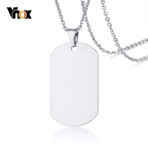 Vnox Stainless Steel Necklace Mirror Dog Tag Pendant with 20/24 inch O Chain ► Photo 1/6