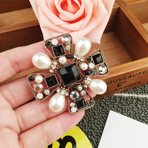 Luxury vintage famous brand design baroque style brooches Exquisite woman pearl clothing accessories ► Photo 1/3