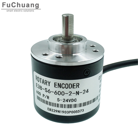 E38 Incremental Optical Rotary Encoder 5-24V DC 360P/R 400P/R 600P/R AB Two Phases 6mm Shaft outputing NPN or Voltage ► Photo 1/6