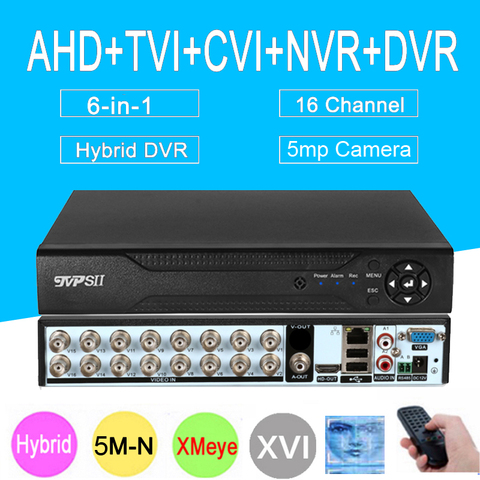 5MP Surveillance Camera Xmeye 5M-N Hi3521D H265+ 16CH 16 Channel 6 in 1 Coaxial WIFI Hybrid NVR CVI TVI AHD CCTV DVR ► Photo 1/6
