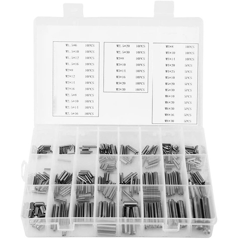 280Pcs Stainless Steel Slotted Spring Pin Assortment Kit, Split Spring Dowel Tension Roll Pins with Box ► Photo 1/6