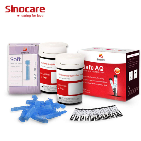 (50/100pcs for Safe AQ) Sinocare Blood Glucose Test Strips Needles ► Photo 1/3