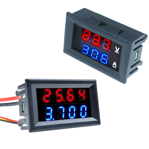 Mini 5 Wires Digital 0.28'' DC 0-100V 10A Voltmeter Ammeter Volt Amp Voltage Current Meter Tester Panel Dual LED Display DC 5V ► Photo 1/6