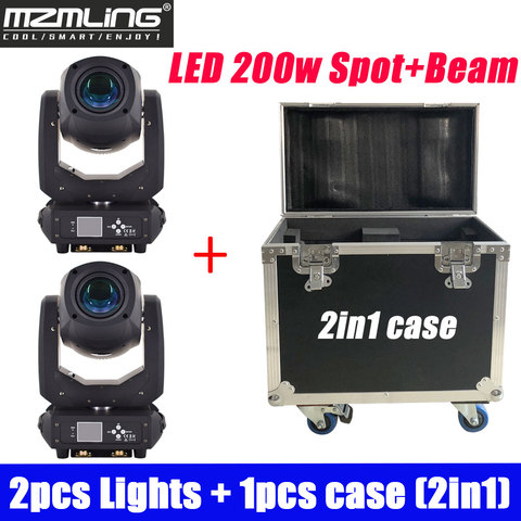 2PCS Lights + 1PCS Flight Case Led 200w 2in1 RGBW Beam/Spot Light DMX512 Moving Head Light DJ /Bar /Party /Show /Stage Light ► Photo 1/6