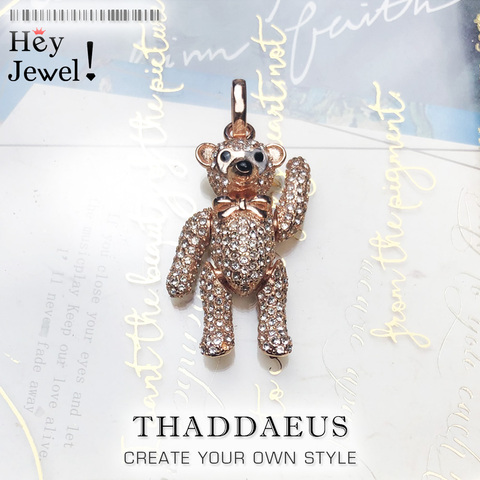 Pendant Rose Gold Teddy Bear,2022 Fashion 925 Sterling Silver Jewelry Europe Bijoux Fashion Accessories Gift For  Woman Girls ► Photo 1/6