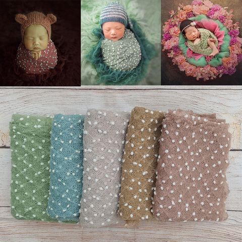 Don&Judy Soft Baby Photo Wraps with Hat 2pcs Sets Newborn Boys Girls Photography Swaddle Blanket Infant Picture Prop Accessories ► Photo 1/6