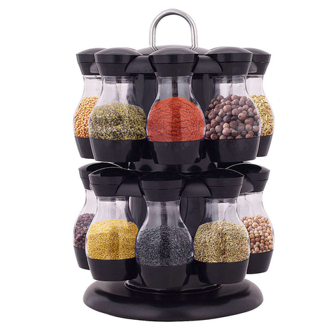 16Pcs Condiment Set 360 Rotating Spice Jar Rack Kitchen Cruet Condiment Bottle Coffee Sugar Seal Jar Container Rack ► Photo 1/6