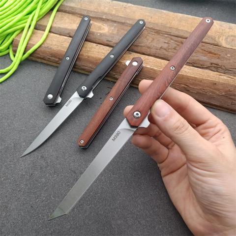 flipper fold knife Sharp blade  hardness 58HRC Wooden handle knives outdoor camping hunting knife slicing fruit knives ► Photo 1/1