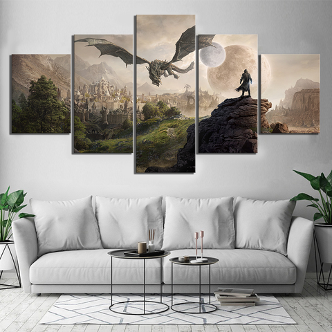 5 Piece Elder Scrolls 4 Skyrim Game Painting Poster Wall For Home Canvas Painting Home Decor Modular Canvas Picture ► Photo 1/6
